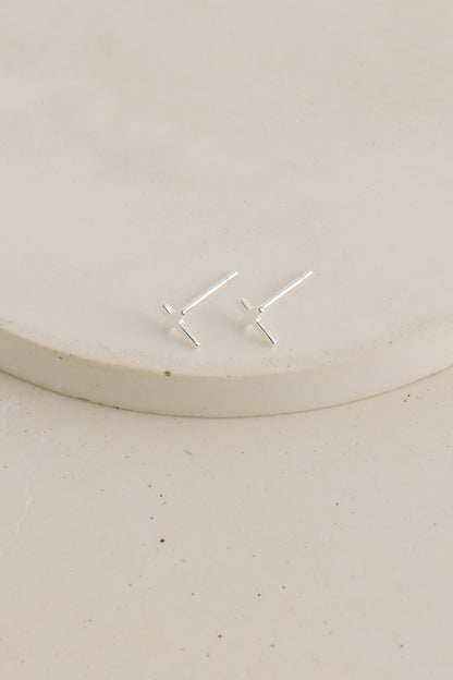 Cross Stud Earrings Silver