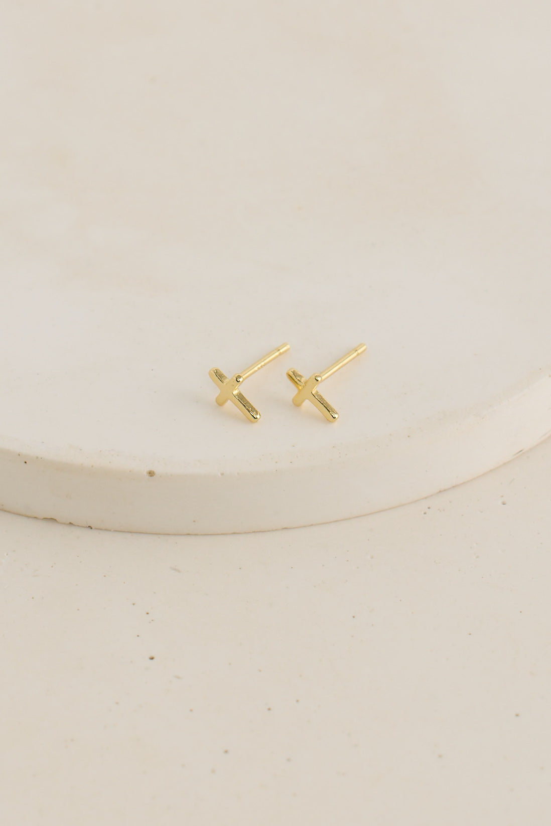 Cross Stud Earrings Gold