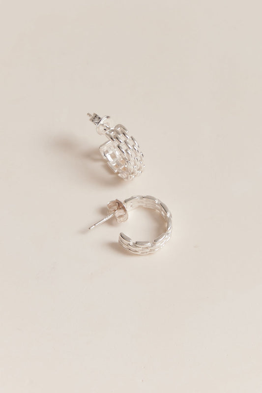 Kate Stud Hoop Earrings Silver